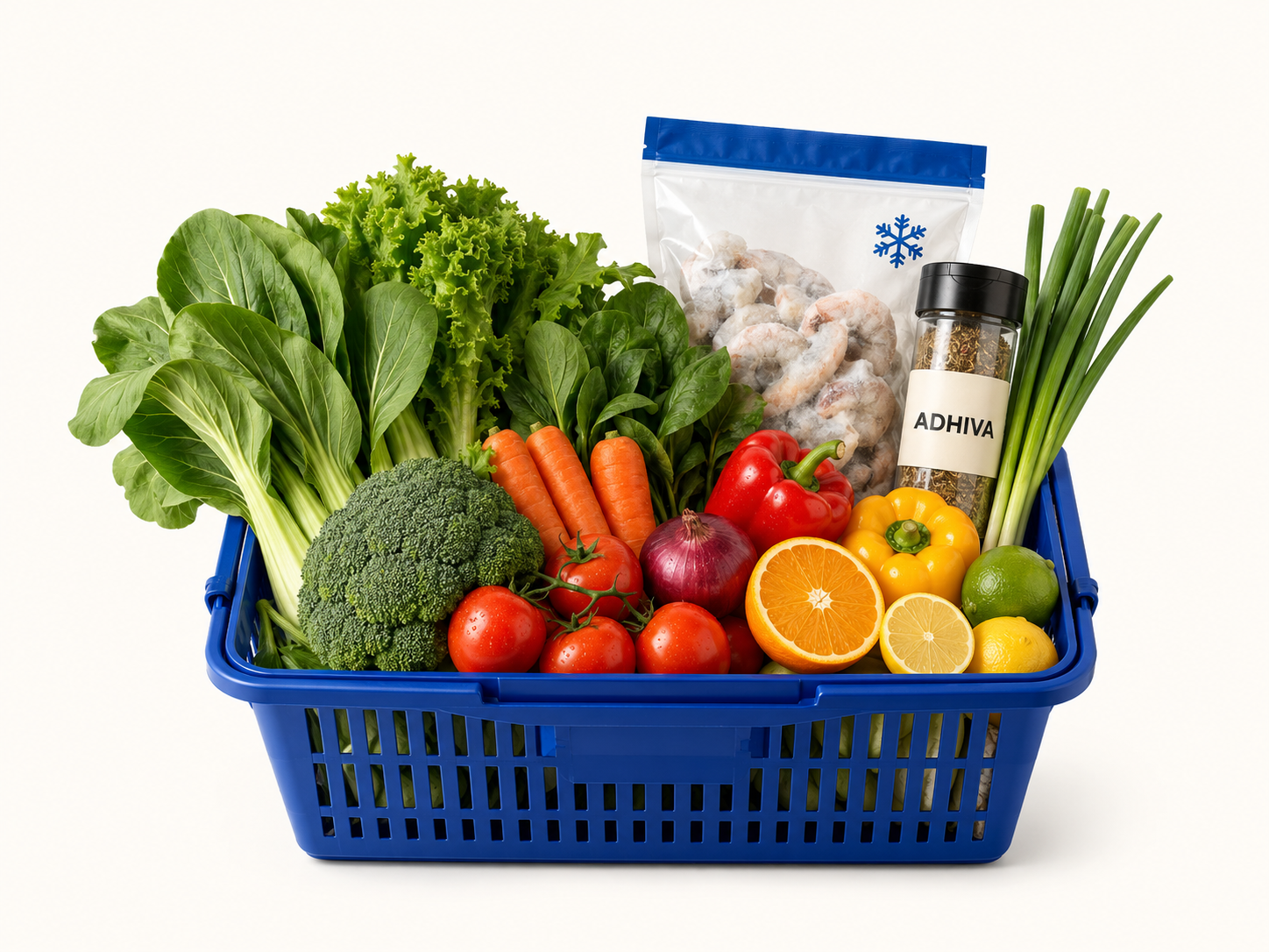 Basket filled with fresh groceries
